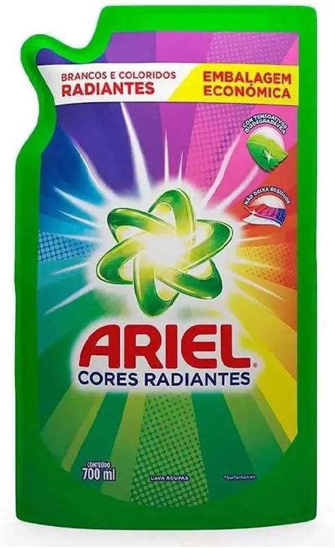 Lava Roupas Líquido Ariel Cores Radiantes Sachê 700ml