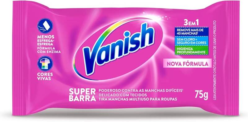 Sabão em Barra Vanish Tira Manchas Roupas Coloridas 75g