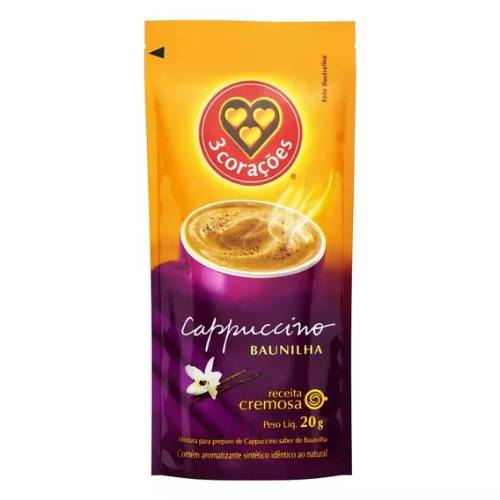 Cappuccino 3 Corações Baunilha 20g Sache